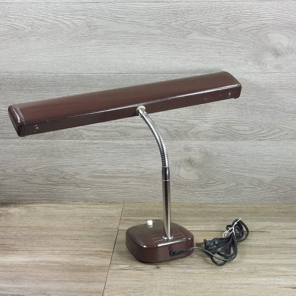 Vintage Fluorescent Desk Lamp Goose Neck Adjustable Brown Lamp Home Décor Art - Picture 12 of 12